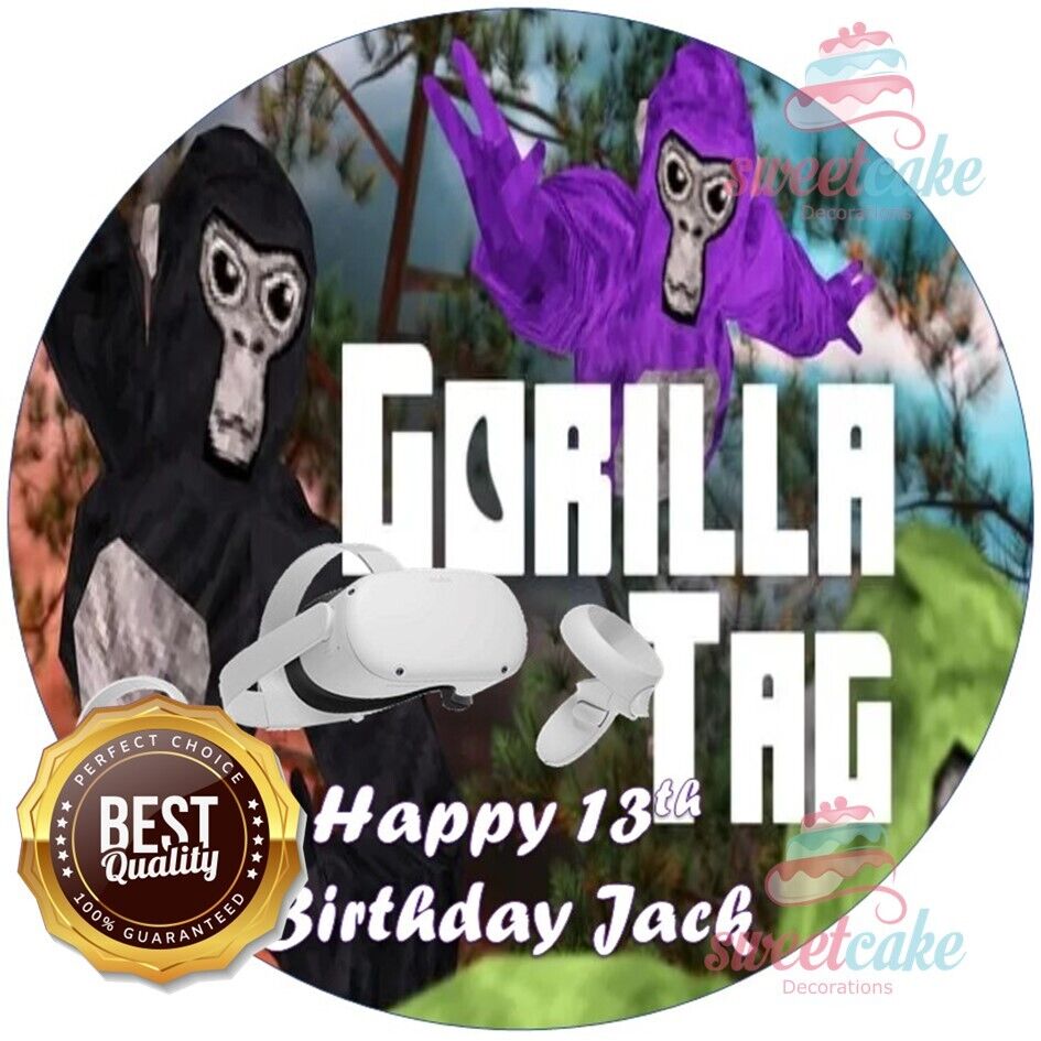 Gorilla Tag VR Cake Topper | Personalised Edible Icing Sheet or Wafer Crad