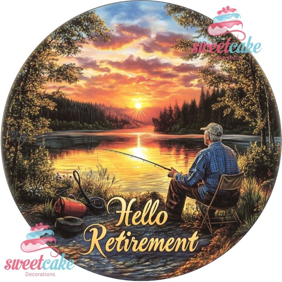 Retirement Fishing Personalised Edible Cake Topper on Icing Sheet or Wafer Card