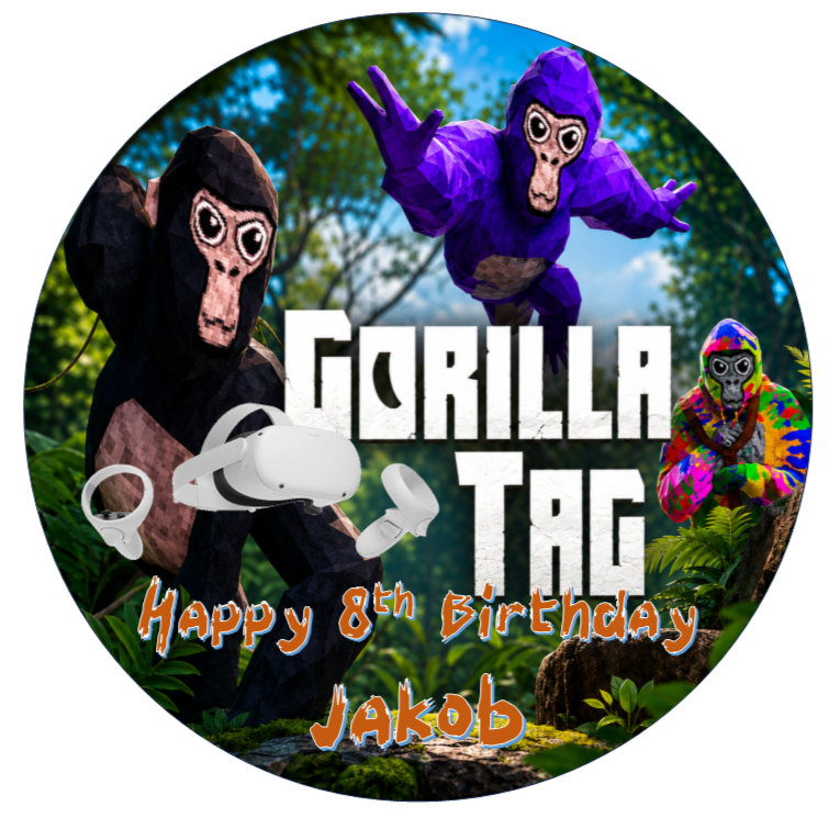 Personalised Gorilla Tag VR Cake Topper | Edible Icing Sheet or Wafer