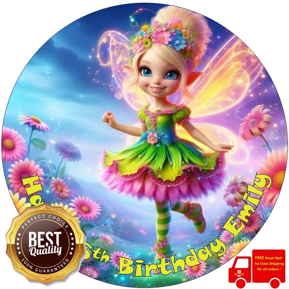 FAIRY | Personalised Edible Cake Topper on Icing Sheet or Wafer Card