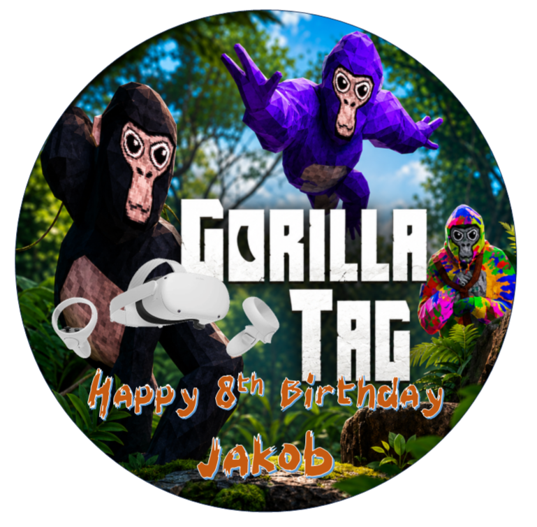 Personalised Gorilla Tag VR Cake Topper | Edible Icing Sheet or Wafer