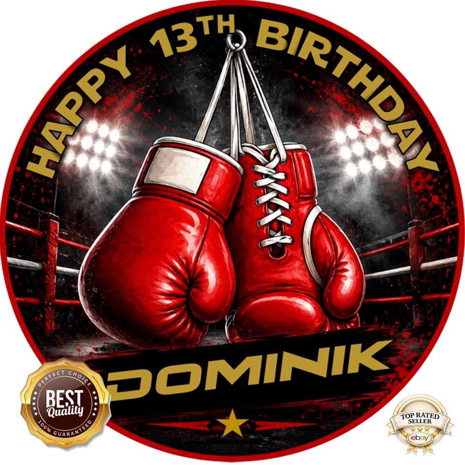 Boxing Gloves Edible Cake Topper Personalised Boxing Theme Birthday Ca
