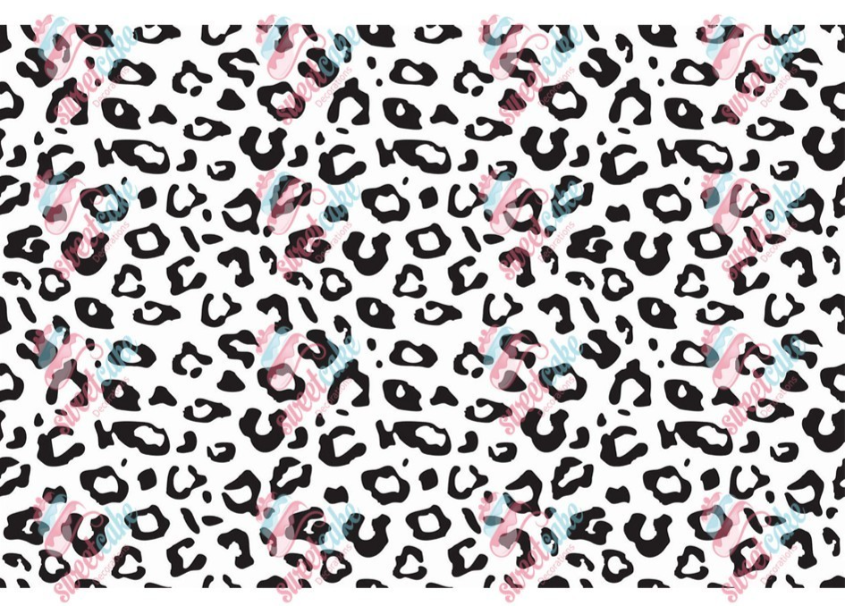 Minimal Black & White Leopard Print Pattern Edible Cake Wrap – A4 Icing Sheet