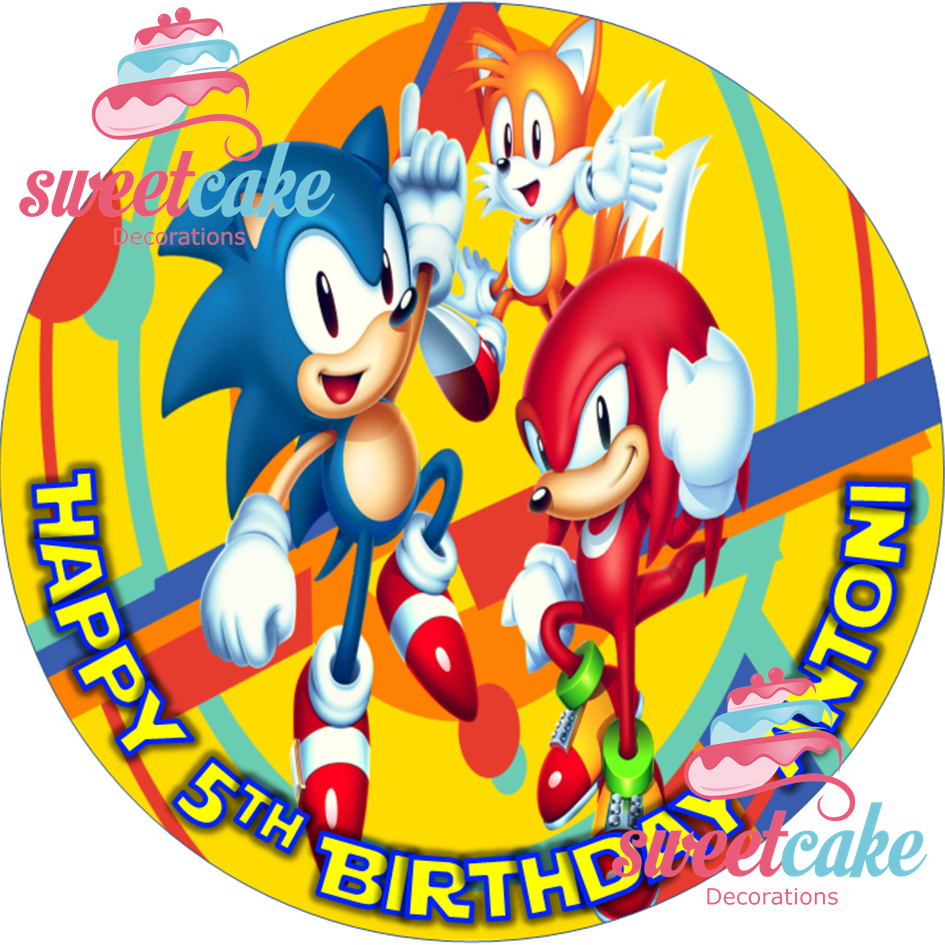 Sonic The Hedgehog Cake Topper | Personalised Round Edible Icing Sheet