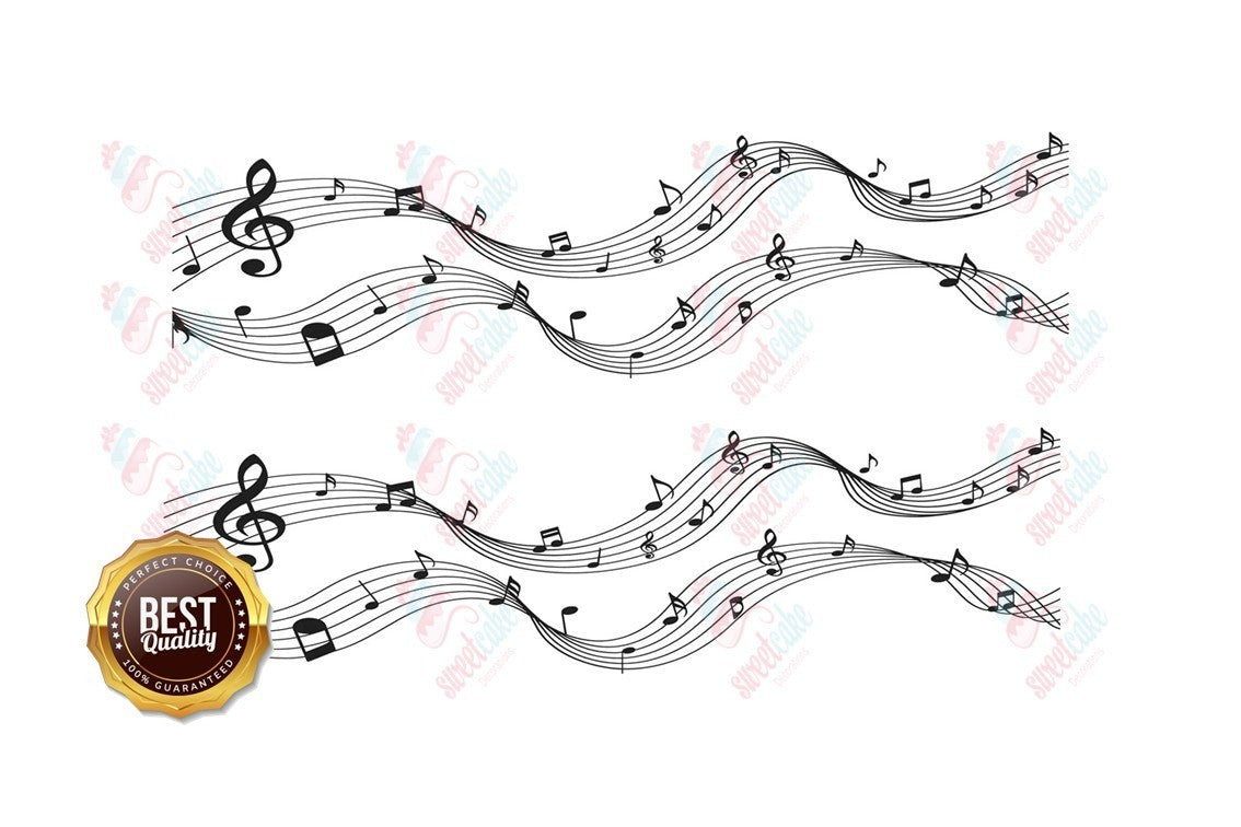 Music Notes Edible Cake Stripes – Icing Sheet Side Wrap (2 Strips)