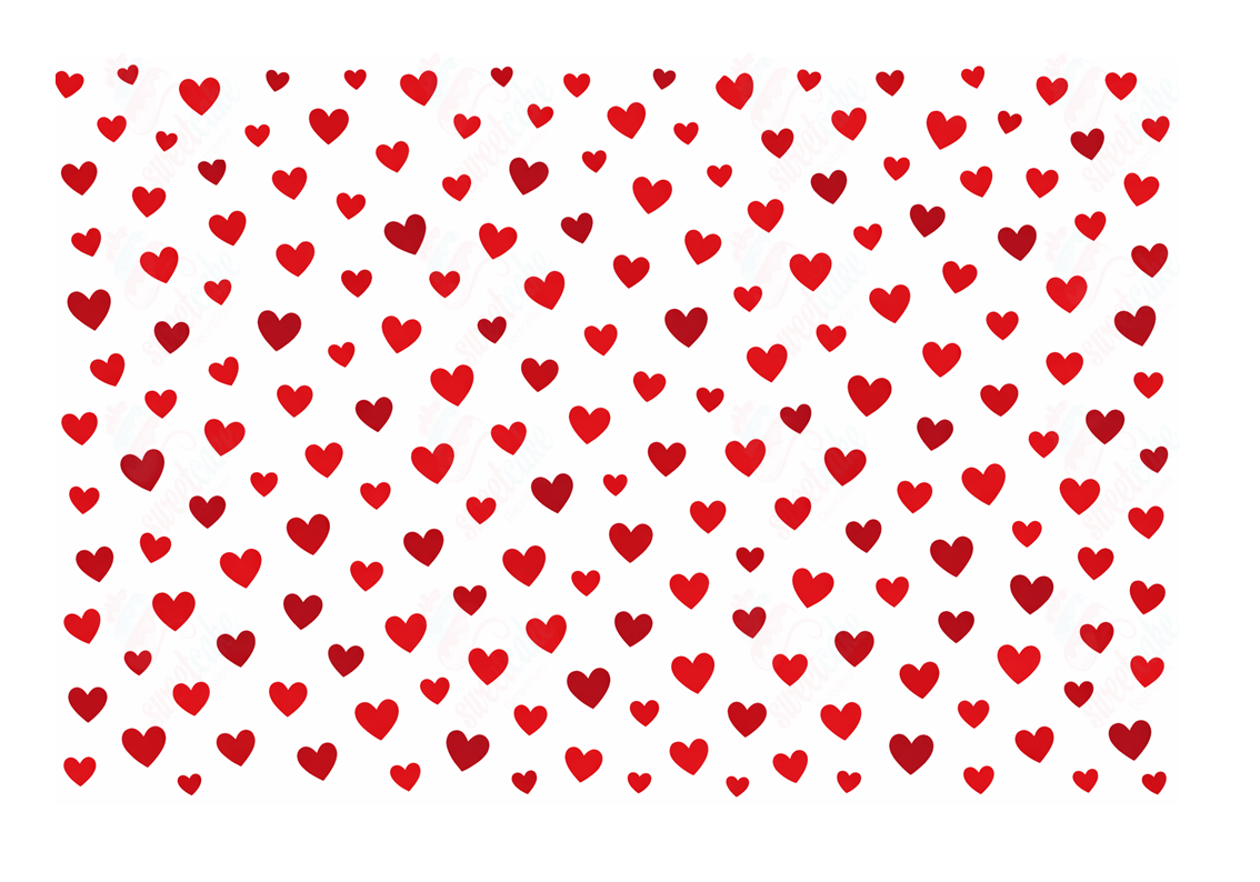 Scattered Red Hearts Cake Wrap – Classic – A4 Icing Sheet