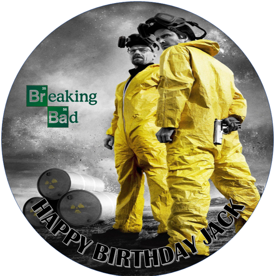 BREAKING BAD Round Personalised Edible Cake Topper on Icing Sheet or Wafer Card