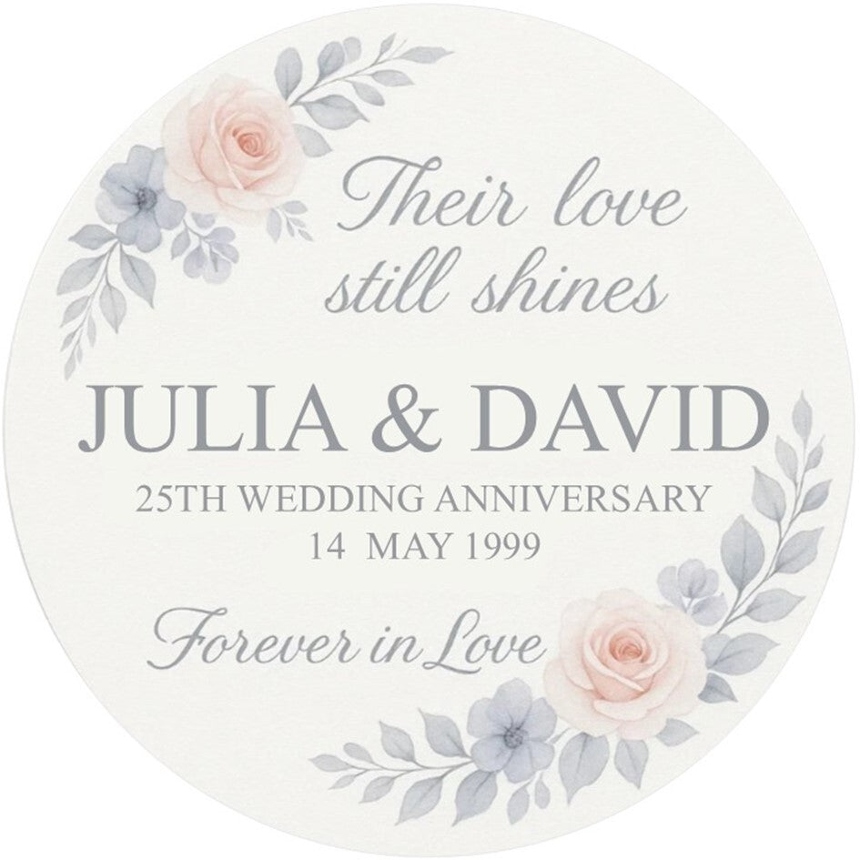 Silver Wedding Anniversary Edible Cake Topper – Elegant 25th Celebra