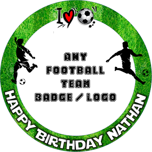 ANY Football Logo Badge Personalised Edible Cake Topper