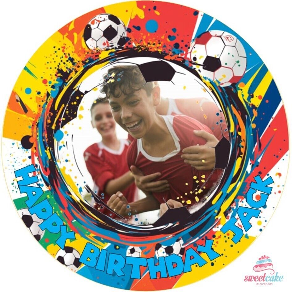 FOOTBALL Celebrations Edible Cake Topper -Your Own Photo!