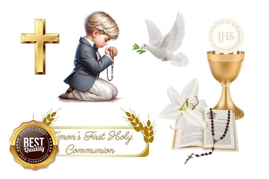 1st Holy Communion Boy Edible Cake Topper – Personalized Decoration