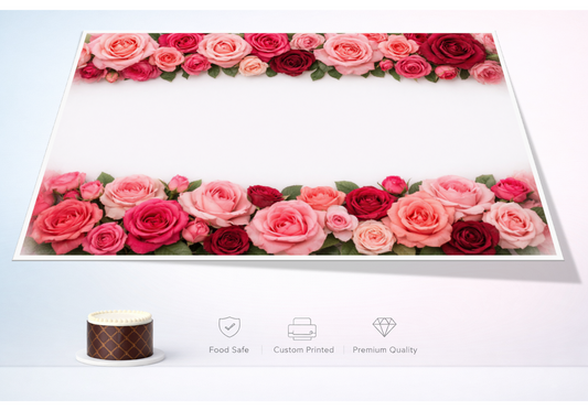 Elegant Rose Cake Wrap – A4 Edible Icing Sheet