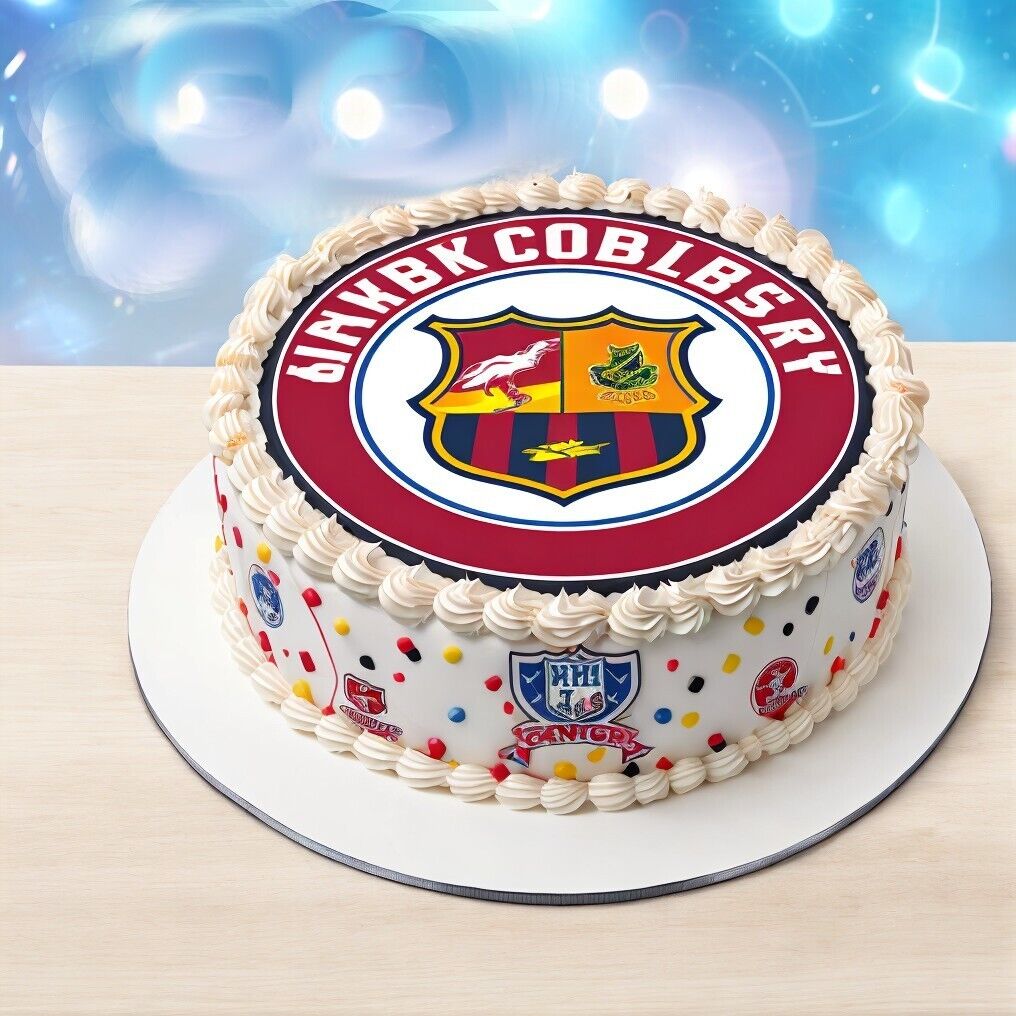 Custom Edible Cake Topper – Your Own Logo, Football-Themed Decoratio