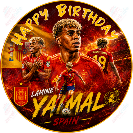 Lamine Yamal Spain Edible Cake Topper Football Icing Sheet