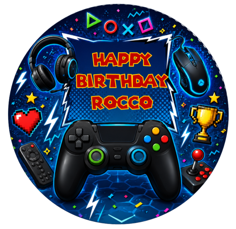 Gaming Console Edible Cake Topper – Personalised Gamer Birthday Cake