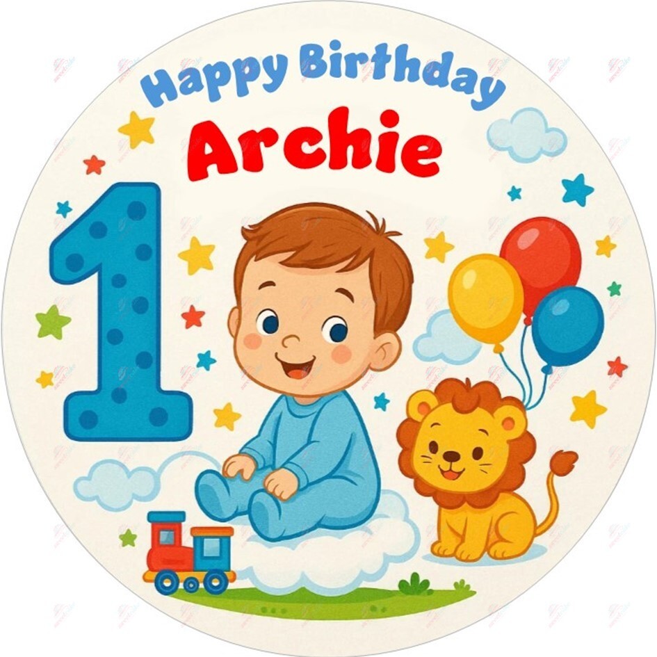 1st Birthday Boy Edible Cake Topper – Two Adorable Designs!