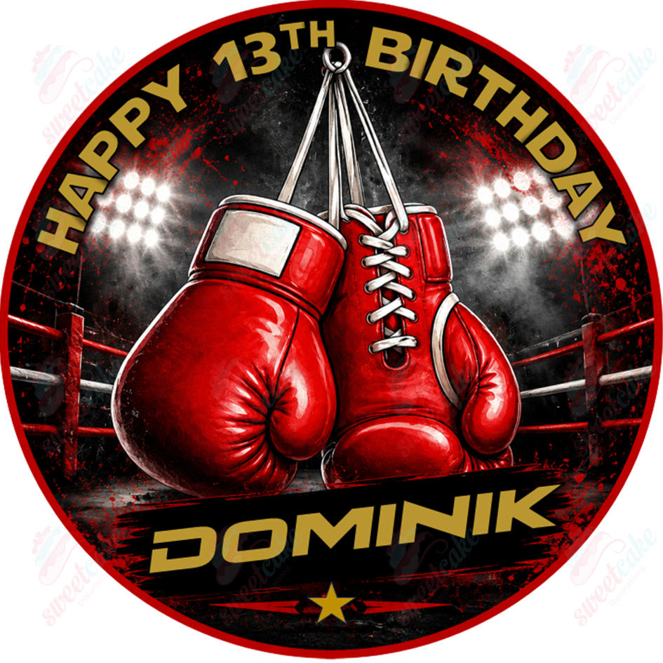 Boxing Gloves Edible Cake Topper Personalised Boxing Theme Birthday Ca