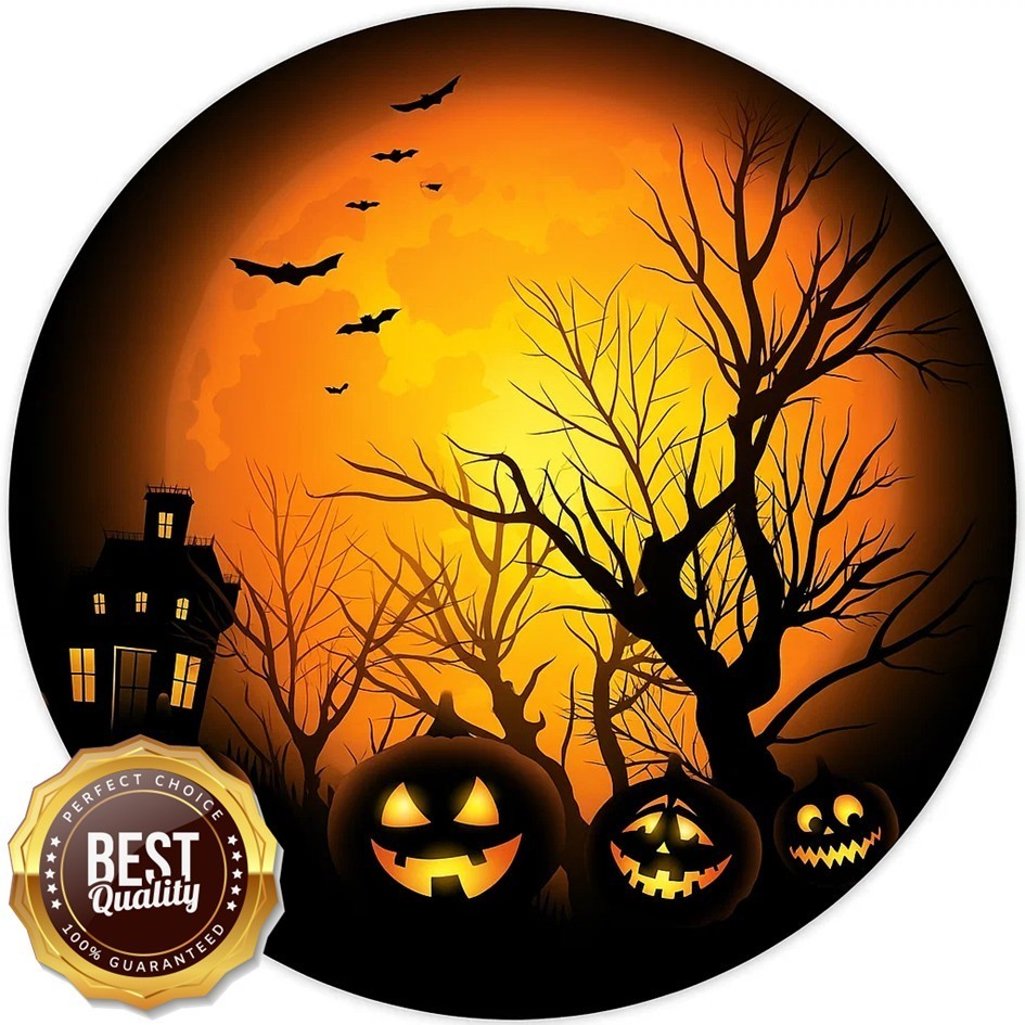 Halloween Haunted House & Pumpkins – Personalised Edible Cake Topper