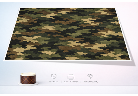 🪖 Military Camouflage Cake Wrap – A4 Edible Icing Sheet