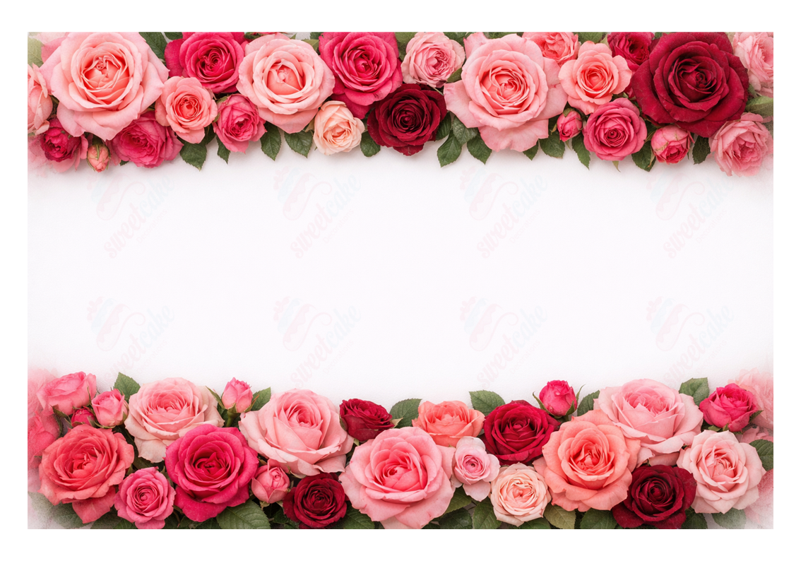 Elegant Rose Cake Wrap – A4 Edible Icing Sheet