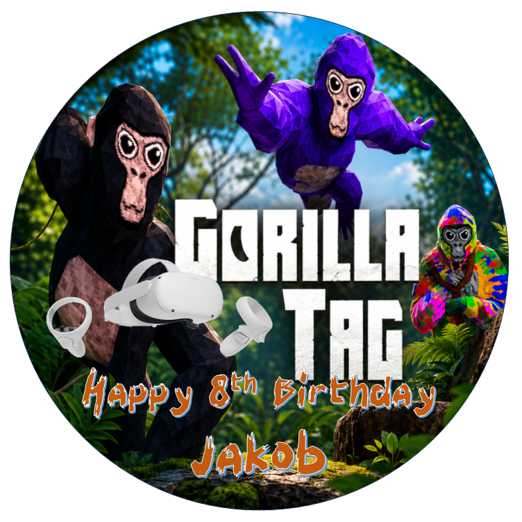 Personalised Gorilla Tag VR Cake Topper | Edible Icing Sheet or Wafer