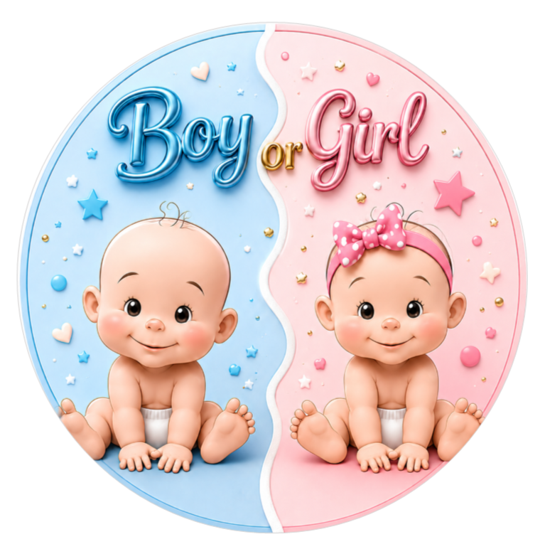 Gender Reveal Cake Decoration Boy or Girl Edible Topper Baby Shower
