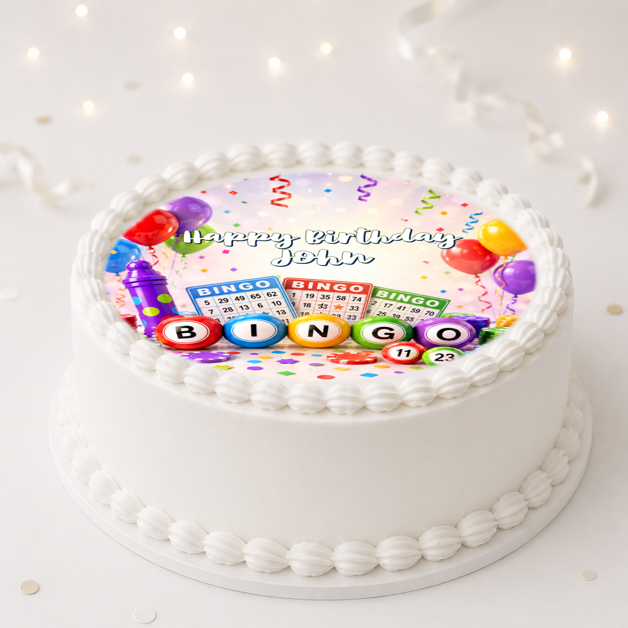 Bingo Edible Cake Topper – Personalised Round Cake Decoration