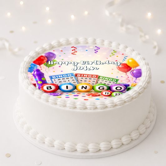 Bingo Edible Cake Topper – Personalised Round Cake Decoration