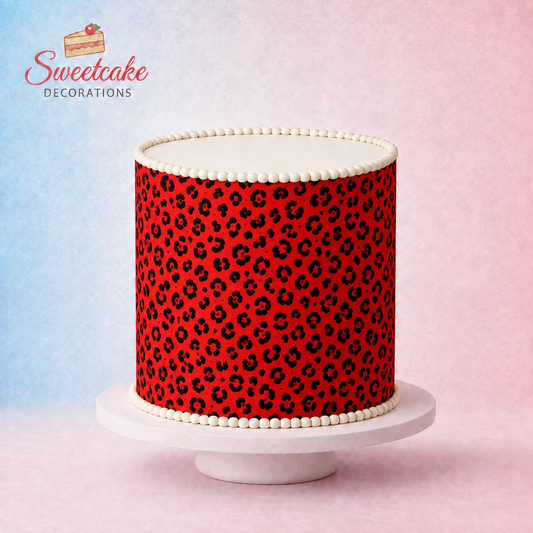 RED Leopard Print Pattern Edible Cake Wrap – A4 Icing Shee