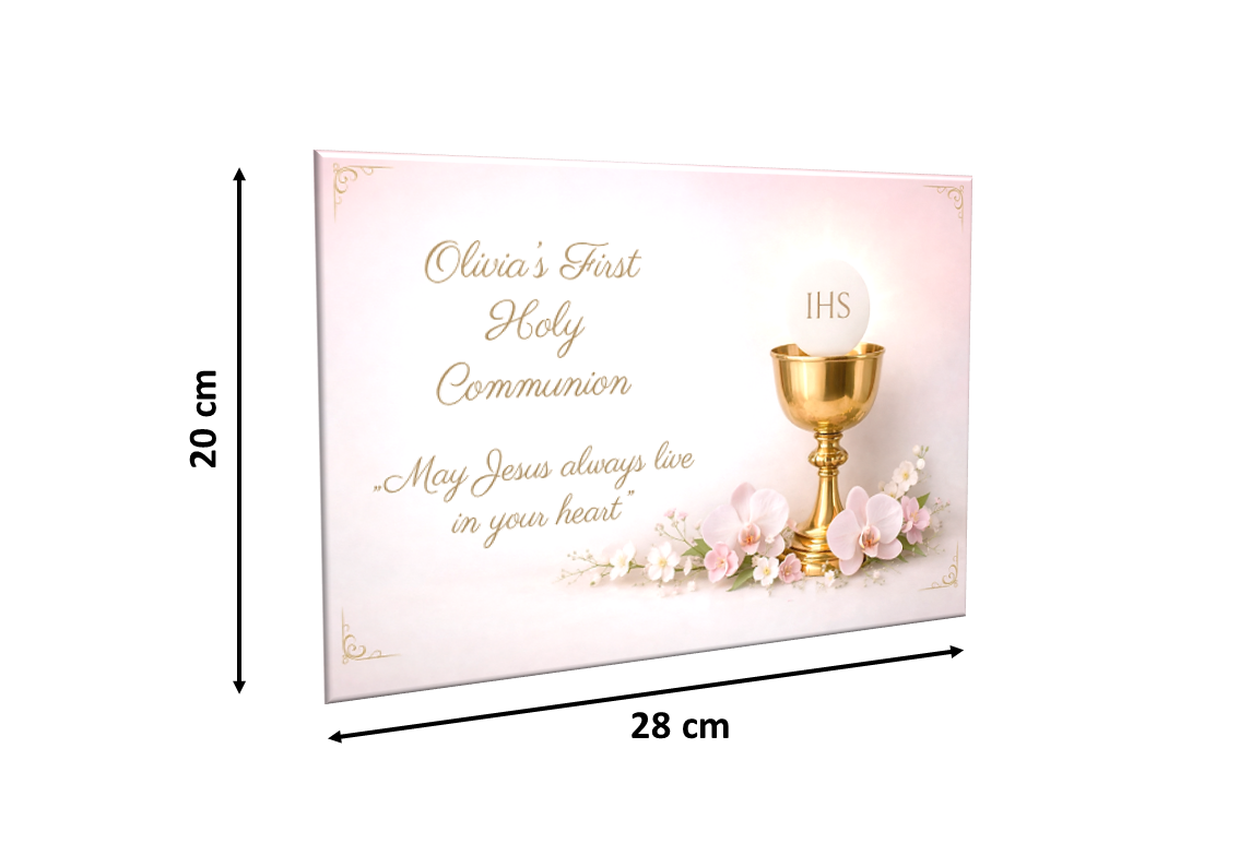 First Holy Communion Edible Cake Topper – Gold Chalice Design (Personalised)