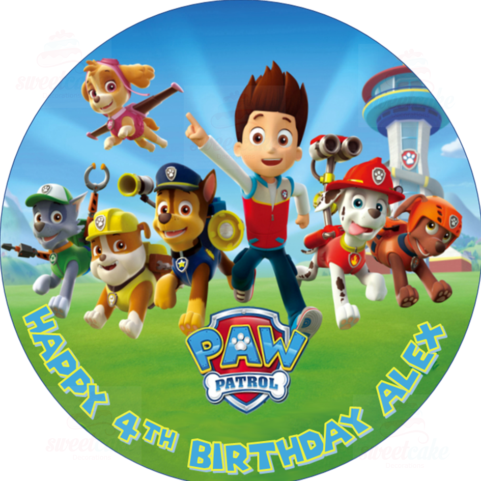 Paw Patrol Edible Cake Topper – Personalised for Kids
