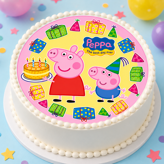 Peppa Pig Personalised Cake Topper on Edible Icing or Wafer Card