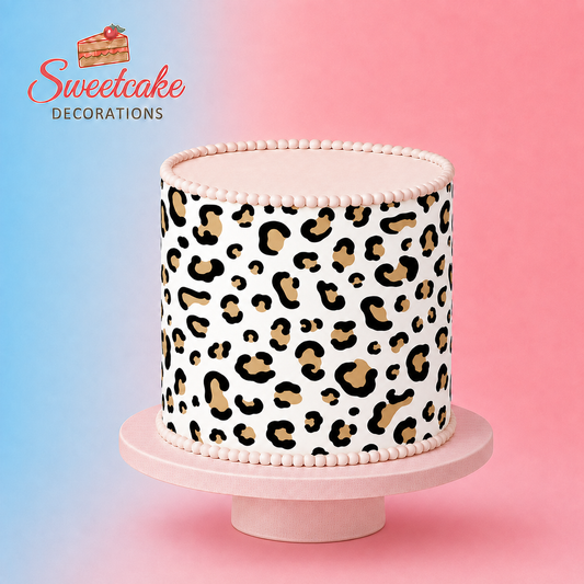 Beige Leopard Print Pattern Edible Cake Wrap – A4 Icing Sheet – Classic Print