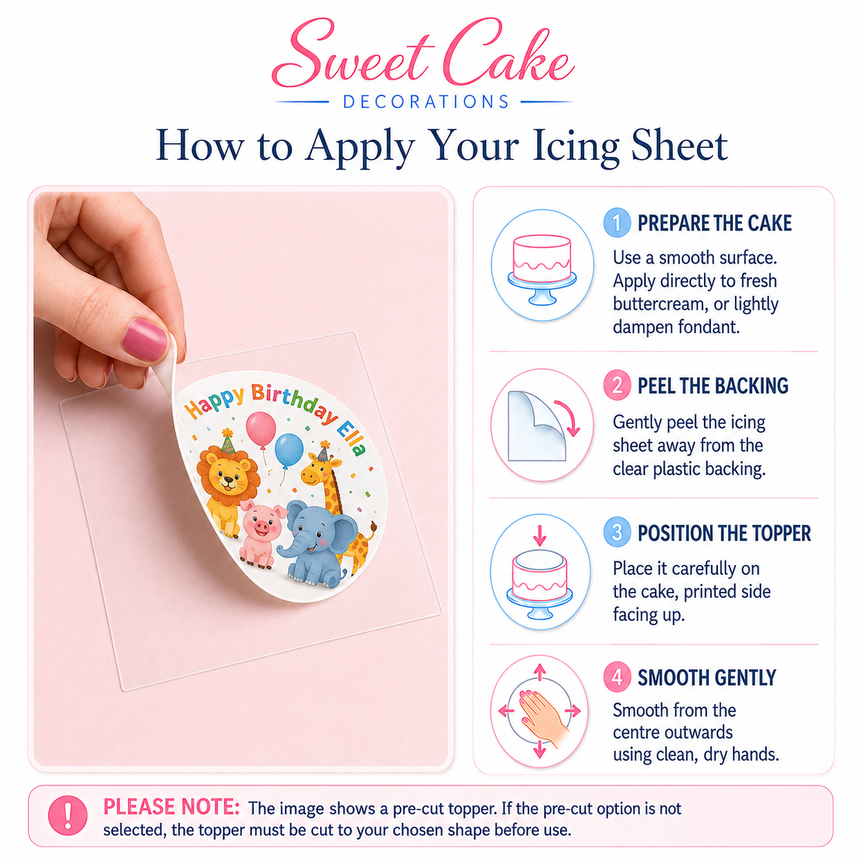 How to apply your icing sheet cake topper