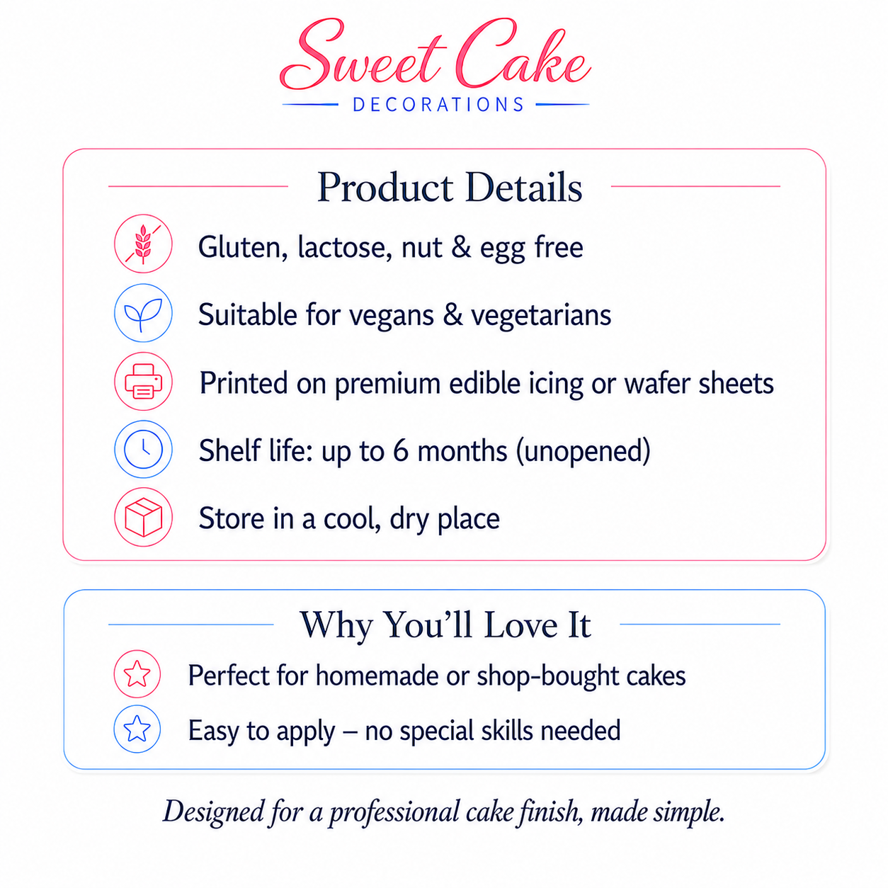Sweet Cake Decorations product details